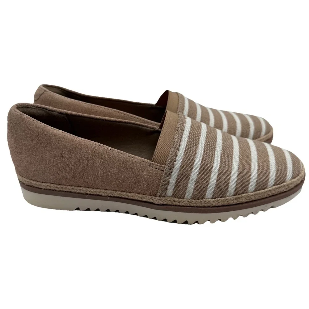 Clarks Serena Paige Women's Slip-on Espadrille Shoes 6‎ Tan White Nautical 14786